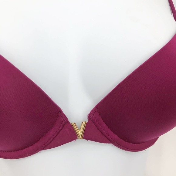 Victoria's Secret Women's Push Up Bra Size 32C Berry Purple T Back Front Close - Picture 4 of 10
